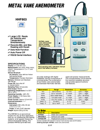 Thumbnail of document Data Sheet - HHF803 Handheld Metal Vane Anemometer